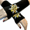 SteamPunk Gold Silver Gears Snowflake Black Fleece Arm Warmers MTCoffinz by MTcoffinzUnderground steampunk buy now online