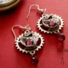 10% off XMAS16 Vintage watch movement Amethyst Swarovski Steampunk Earrings - Steampunk Jewelery * personalized jewelry by SteamRetro steampunk buy now online