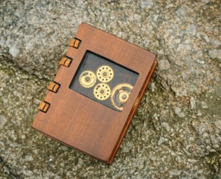 Unique handmade steampunk wooden journal with vintage clock parts / made to order by MWmemoriesofwood steampunk buy now online