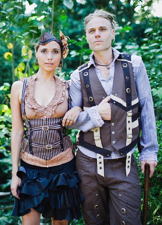 MENS STEAMPUNK Vest - Medium, Brown Vest, Hipster Fancy Dress, Mens Vest, Tribal, Secret Pocket, Caballero Vest by KelseysCreationsShop steampunk buy now online