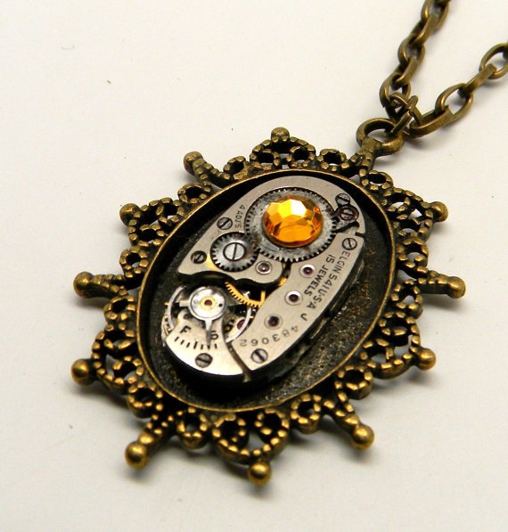 Steampunk jewelry. Steampunk watch necklace pendant. by slotzkin steampunk buy now online