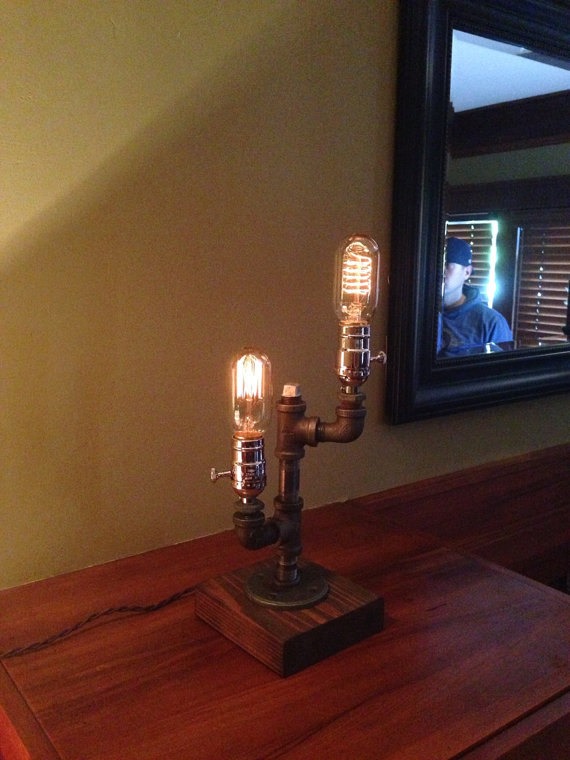 Industrial Lighting - Steampunk Lamp - Table Lamp - Edison Light - Vintage Light - Pipe Lamp - Bedside Lamp - Rustic Lighting - Loft light by UrbanIndustrialCraft steampunk buy now online