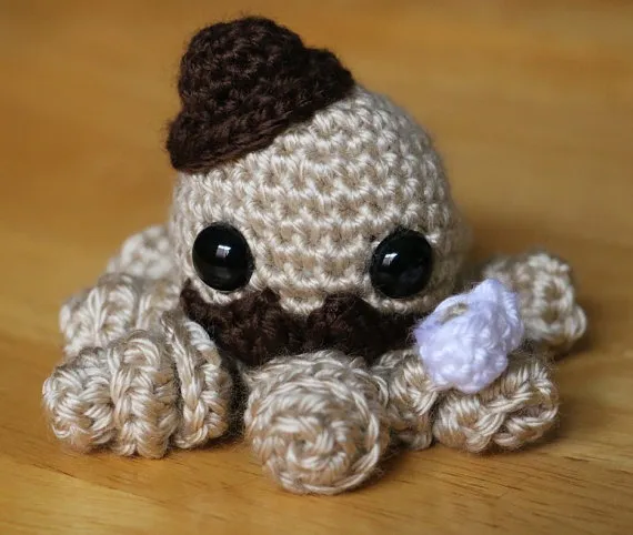 Amigurumi Octopi - Fun Octopus Dolls - Crocheted Steampunk Doll - Mustache & Top Hat - Hipster Octopus - Stocking Stuffer by dsgnGrl steampunk buy now online