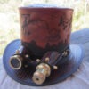 Hand made fantasy etched unique Steampunk Top Hat with golden Aviator goggles by Cobbcoleather steampunk buy now online