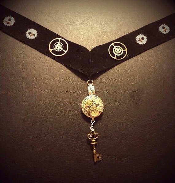 Black Velvet Watch Part Choker by WinterKnightCreation steampunk buy now online