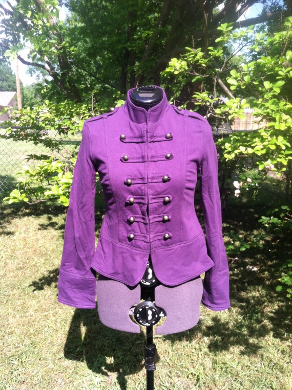 Long sleeved Purple Cotton Vintage Military Jacket With Buttons by ModifiedBotanicals steampunk buy now online