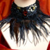 SALE, Victorian feather choker, Black couture rhinestone chocker, Black lace necklace, Gothik choker, Beaded neckpiece, Sparkling necklace by LumilinA steampunk buy now online