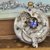 steampunk necklace - Love You To The Moon And Back - lunar goddess charm with star shaped Swarovski jewel by junesnight steampunk buy now online