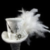 White and Silver Steampunk Wedding Medium Mini Top Hat Fascinator, Alice in Wonderland, Mad Hatter Tea Party, Derby Hat, Bridal Hat by TheWeeHatter steampunk buy now online