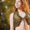 Corset Vest Waistcoat (Green) - Gypsy Festival Boho Style Corset Back Crop Burlesque Waistcoat Steampunk Top by AryaClothing steampunk buy now online