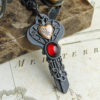 Gothic Key Pendant, Gothic Necklace, Steampunk Necklace, Boho, Bohemian Necklace, Garnet, Red, Antique Necklace, Heart Pendant, Vintage by EarthToJill steampunk buy now online