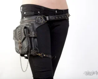 Blaster 3.0 Black Leather Hip Bag by Jungle Tribe by JungleTribe steampunk buy now online