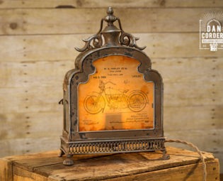 Harley Motorcycle Patent Lantern Table Lamp - Harley Davidson - Desk Lamp - Night Stand - Desk Lamp - Bed Night - Industrial by DanCordero steampunk buy now online