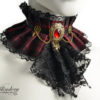 Red Steampunk Choker with red glass crystal and fairy - Steam Victorin fantasy collar, Red Wedding necklace, Red choker with black jabot by Vilindery steampunk buy now online
