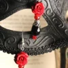 Gothic Red Roses & Black Crystals Earrings by FallnAngelCreations steampunk buy now online