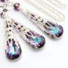 Violet Purple Jewelry Set,Turquoise Necklace Earrings,Amethyst Swarovski Crystal Sterling,Silver Filigree Cone,Steampunk Bridal Bridesmaids by MartakyArt steampunk buy now online