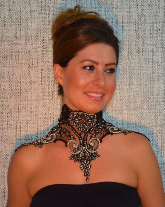 Lace Choker halloween collar Black Gothic Wedding Victorian Vampire Cabaret Goth Burlesque Evening Lolita halloween Cosplay Romantic by UnionTouch steampunk buy now online