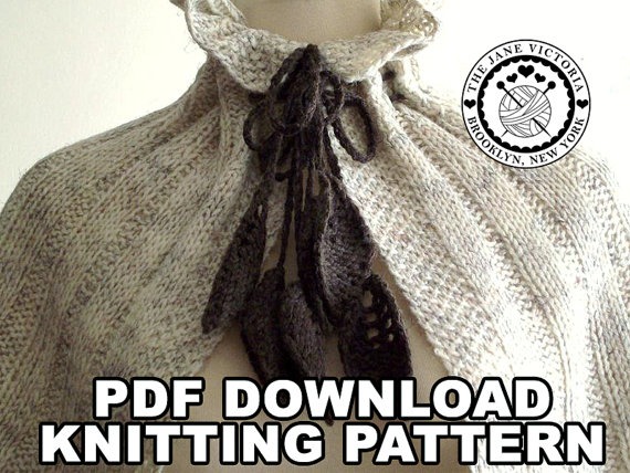Capelet Knitting PATTERN, Ireth Carnesir, PDF DOWNLOAD by TheJaneVictoria steampunk buy now online