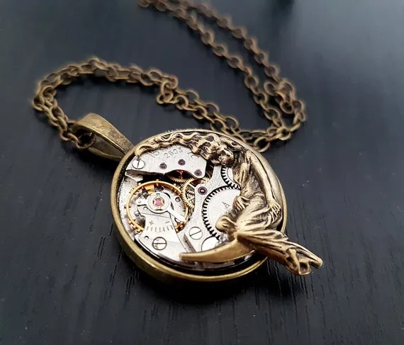 Steampunk Inspired Pendant - The Goddess and her Moon by FunkyGlam steampunk buy now online
