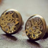 Steampunk Earrings Stud Clockwork Watch Part Studs Tiny Swiss Watch Cogs Gears Bronze Steam Punk Cyberpunk Costume Clock Eco Friendly Resin by TheCreakingDoor steampunk buy now online