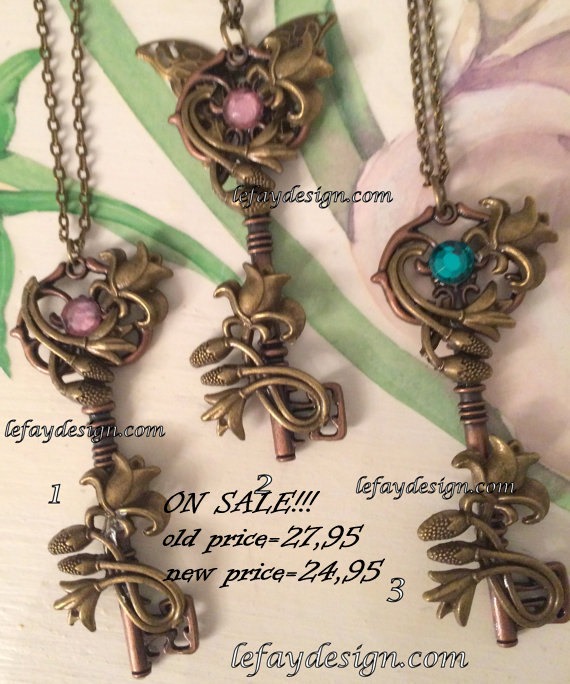 Flower Key,ornate key,skeleton key,key chain,embellished key fantasy key,jewelry key,steampunk jewelry,steampunk key,steampunk pendant by leFayDesign steampunk buy now online