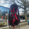 Long Black, Gray w/ red accents bustles in the Back double breasted Jacket One Size fits ALL coat / dress Great Winter early spring Layer. by ShabbyKnapsack steampunk buy now online
