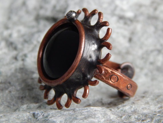 Magic ring Black ring Copper ring Valentines day gift Flower ring Stained glass Steampunk ring Gift for her For mom Valentine gift For women by BornInStone steampunk buy now online