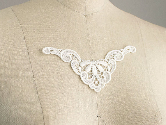Ivory Venice Lace Mini Applique Collars / Bridal Lace / Small Black Venise Lace Collars / Lace Necklace by CraftCabaret steampunk buy now online