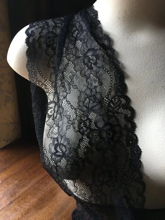 SALE Black Chantilly Lace for Bridal, Lingerie, Costumes, Garments CH 430 by MaryNotMartha steampunk buy now online