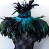 Feather epaulettes - large black teal feather shoulder pads steampunk feathers & double inverted feather neck corset. by BurningPlaya steampunk buy now online