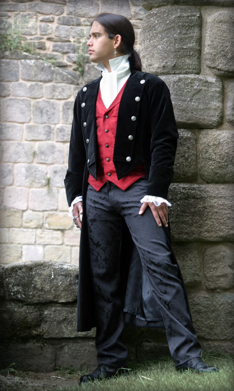 Velvet Pirate / Period Style Mans Coat - ALL BLACK - Chest 40" by CarriAngelStudios steampunk buy now online