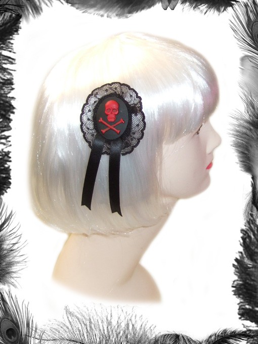 Skull Cameo Hair Accessory, Brooch, Gothic, Steampunk by emeraldangel steampunk buy now online