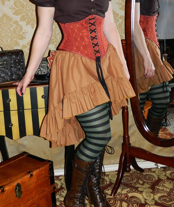 Custom Made -- Mini Cecilia Skirt in Cotton -- Made in Your Size and Color Choice by VeneficaCorsetry steampunk buy now online