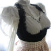 Strange Vintage Custom - Black Upcycled Underbust Vest - Black Lace & Velvet Bows - Brass Key Hardware - Victorian Steampunk by StrangeVintage steampunk buy now online