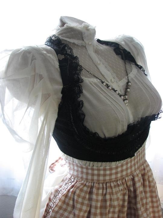 Strange Vintage Custom - Black Upcycled Underbust Vest - Black Lace & Velvet Bows - Brass Key Hardware - Victorian Steampunk by StrangeVintage steampunk buy now online
