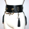 MOSCHINO REDWALL Vintage Belt Black Leather Lock Key Doorknocker Tassel - AUTHENTIC - by StatedStyle steampunk buy now online