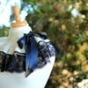 Neck Warmer Ruffle Collar - Ivory with Black Lace - Neo-Victorian by mademoisellemermaid steampunk buy now online