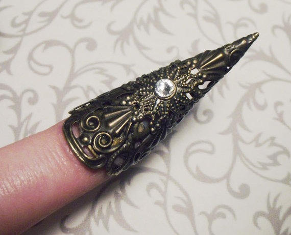 Griffin Talon Claw with Custom Color Crystal // Antiqued Bronze by JekyllHydeJewelry steampunk buy now online