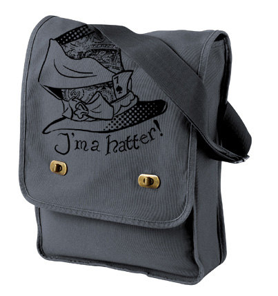 Hatter Messenger Bag steampunk field bag pastel goth creepy cute I'm a Hatter! school bag gothic fantasy wonderland bag crossbody by gesshokudesigns steampunk buy now online