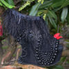 Ladies beautiful 'Black Swan' gothic victorian vamp feather heel less shoes by AshantiLou steampunk buy now online
