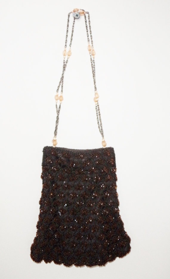 vintage beaded bag, beaded purse, victorian purse, victorian look bag, crocheted bag, boho purse, boho bag by Pookieandness steampunk buy now online