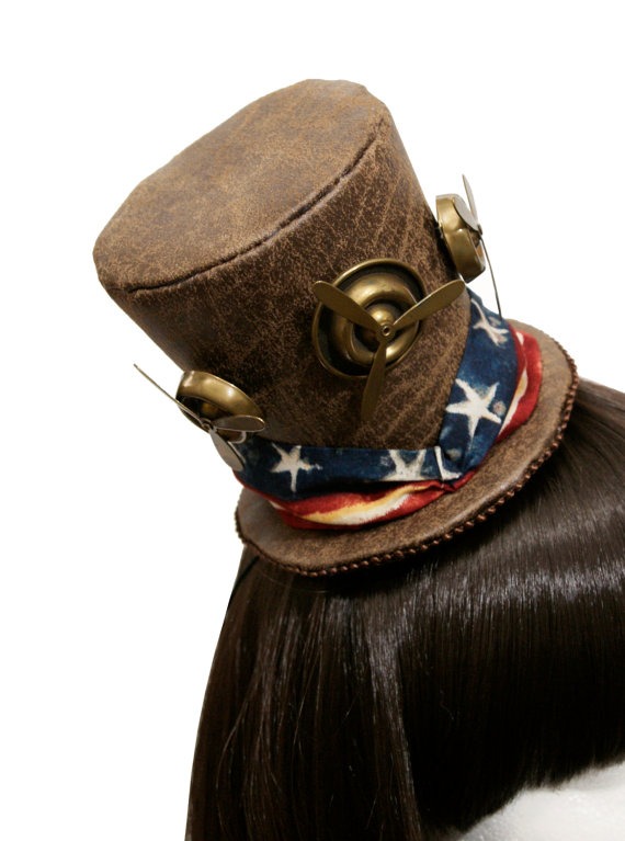 Amelia Earhart America Stars and Stripes Aviator Steampunk Mini Top Hat by SheenasBellaBows steampunk buy now online