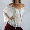 LS PEASANT BLOUSE - Zootzu Pirate Renaissance Festival Costume Chemise Gypsy Top Pirate Steampunk Shirt Corset Long Sleeves Top Cream by zootzugarb steampunk buy now online