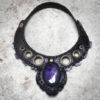 PARADOX 004⎜Black leather necklace with natural amethyst⎜Victorian punk necklace⎜Leather jewelry⎜Burning man jewelry⎜Statement necklace by TximeletaCreations steampunk buy now online