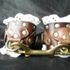 25% OFF Xmas Sale, Steampunk leather & cream lace BDSM cuffs, BDSM Submissive Cuffs, Restraints, Frilly Handcuffs, sissy, fetish, sexy gift by TheLeatherLaboratory steampunk buy now online