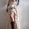 Real Leather Single Thigh Harness - White - steampunk - burning man - apocalypse, Please read Description for size by Vontoon steampunk buy now online
