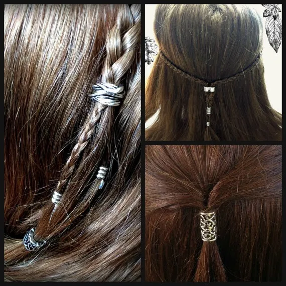 Two Bead Hair Beading Kit Viking hair beads Celtic hair beads boho gypsy bohemian steampunk jewelry hair beading by WiddershinsHairBeads steampunk buy now online