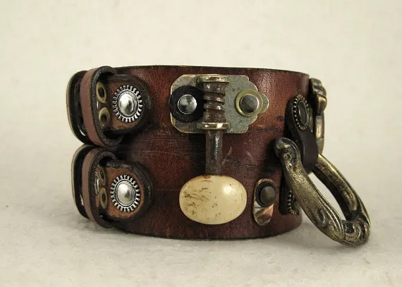 374 Steampunk BDSM Bracelet Burning Man Palimpsest Industrial Recycled Jewelry by ShabbyLuxury steampunk buy now online