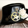 Black vegan leather hat by GypsyGreenstone by PiNeilCreations steampunk buy now online