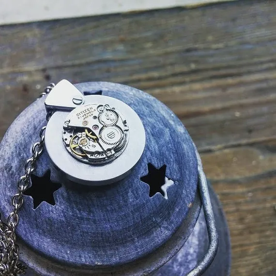 Steampunk Inspired Vintage Clockwork Medallion Necklace by MaumMaum steampunk buy now online